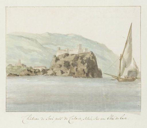Castle Jaci situated on lava rock off the coast of Catania