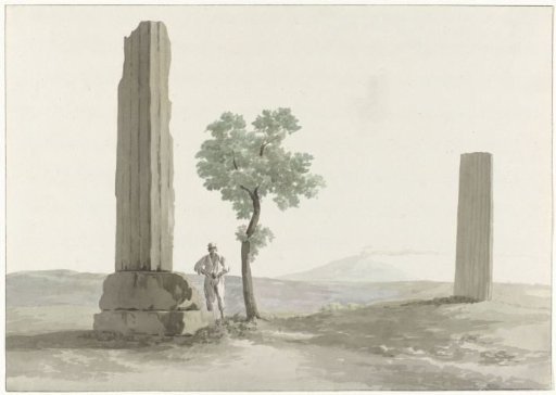 Two fragments of columns of the Temple of Zeus Olympius at a distance of half a mile from the Anapus river
