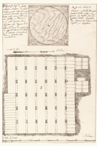 Plan of the water reservoir in the vicinity of Lac de Lentini and the ruin of a monument 6 miles from Syracuse