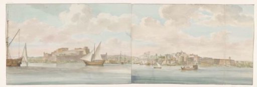 View of Castel Sant'Angelo near the harbor of Malta and the Senglea peninsula