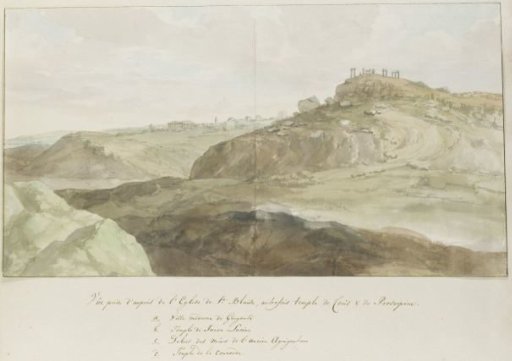 View near the church of Saint Blaise, built on the remains of the Temple of Demeter, at Agrigento