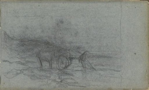 Horse with a cart in a landscape