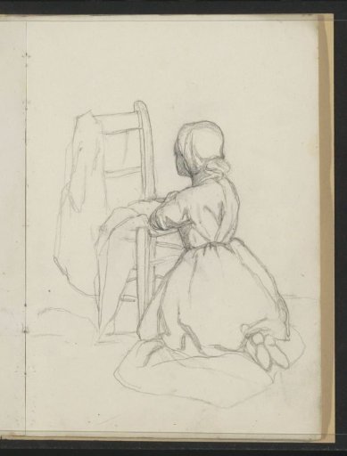 Praying Girl in Front of a Chair