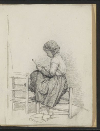 Writing Girl on a Stool