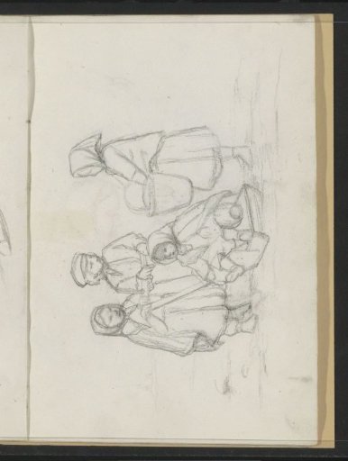 Three Children Next to a Girl on a Sled