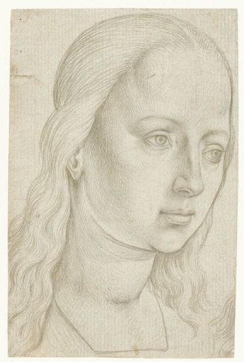 Head of a female saint or of Mary
