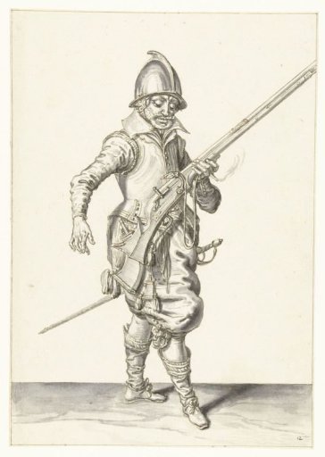 Soldier Holding His Musket with His Left Hand Pointed Diagonally Upwards