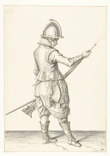 Soldier Pushing Powder and Bullet into the Barrel of His Musket with His Ramrod