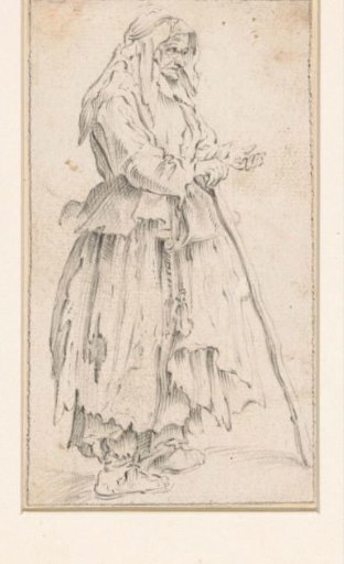 Beggar with a staff, facing left