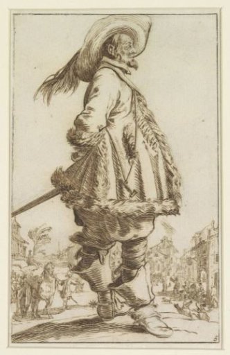 Standing cavalier, to the right