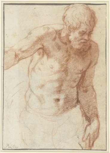 Nude man, to the hips, three-quarter view to the right