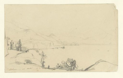 View of Salerno and Vietri, in the foreground a road along the lake