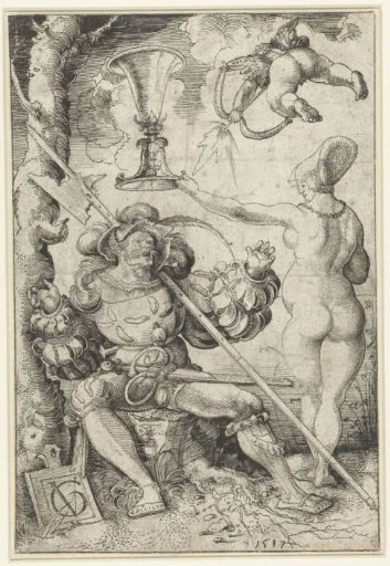 Halberdier Inflamed With Love for a Naked Woman