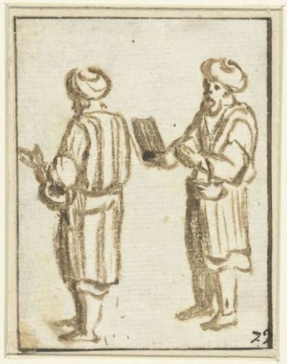 Two standing men with turbans