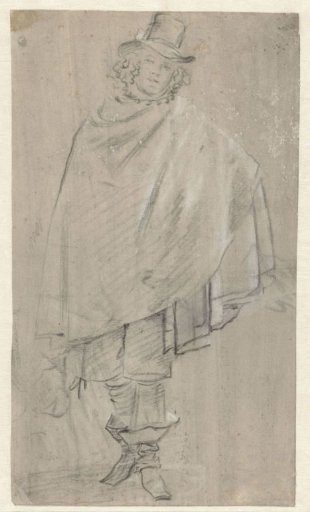 Standing man with wide cloak, full-length