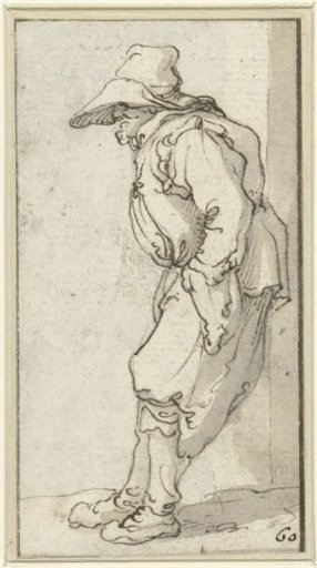 Beggar leaning against a wall