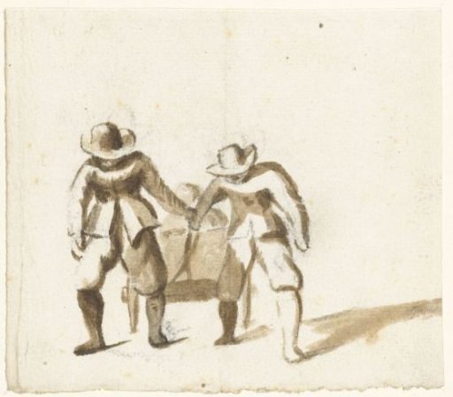 Two Men Dragging a Cart