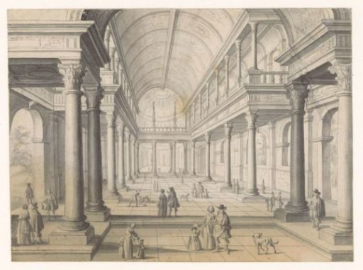 Renaissance hall with figures