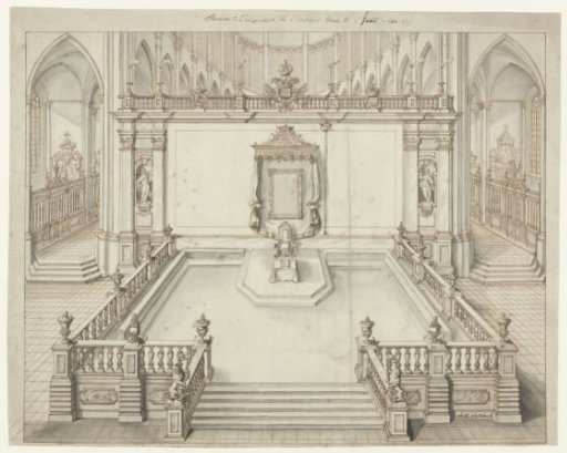 Throne room in the St. Bavo's Church in Ghent for the inauguration of Emperor Charles VI in 1717