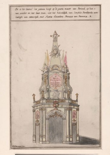 Triumphal arch in Brussels on the occasion of the marriage of Joseph II and Maria Isabella of Parma, 1760