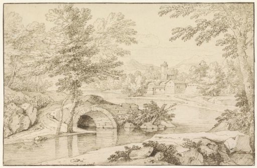 Italian Landscape with Ruins of a Bridge