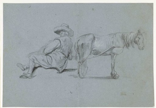 Horse and lying man