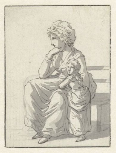 Seated mother with a girl
