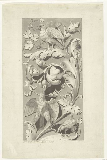 Ornament of leafy vines and birds