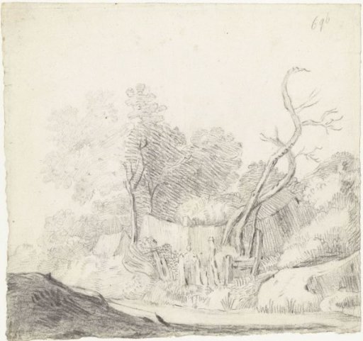 Landscape with house among trees