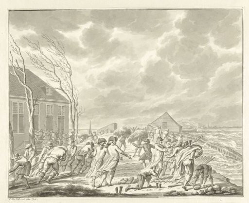 The flooding of the Diemerzeedijk near Amsterdam, 1776