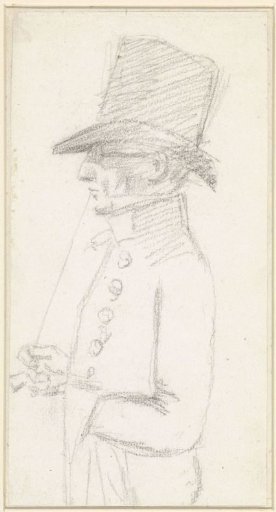Portrait of Hendrik de Flines and profile with hat and spectacles
