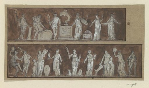 Design for a frieze with Mercury and Minerva