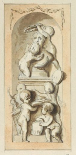 Niche with Putti Adorning a Bust