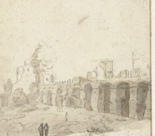 Ruin of the Baths of Trajan or Mezza Via aqueduct