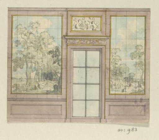 Design drawing for a wall panel with a window