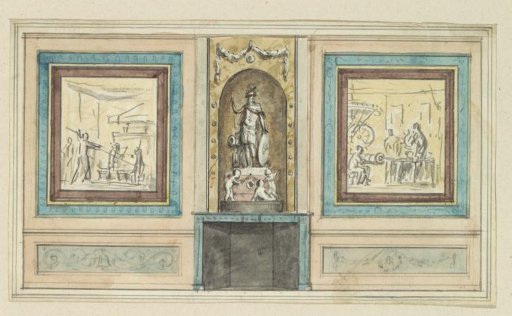 Design Drawing for a Room Wall with Fireplace