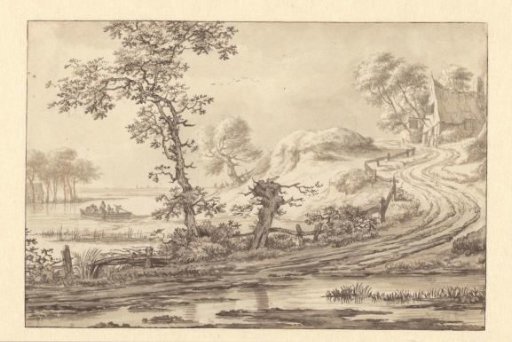 Country Road with an Inn on a Hill