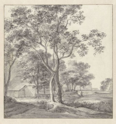Landscape with Trees around a Barn