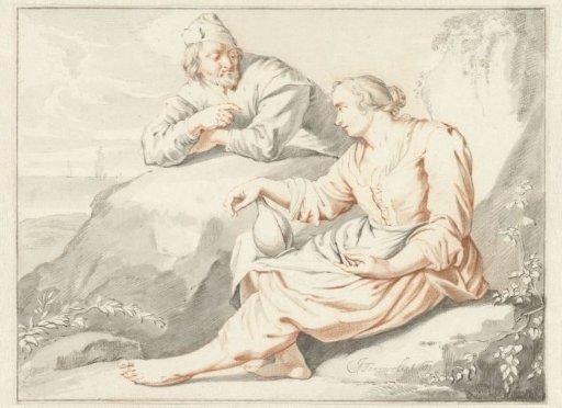 Woman with a Jug in Conversation with a Man