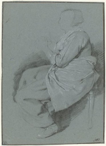 Seated Woman, in Profile to the Left, Wearing an Apron