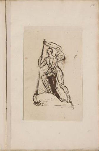 Naked man with a flag