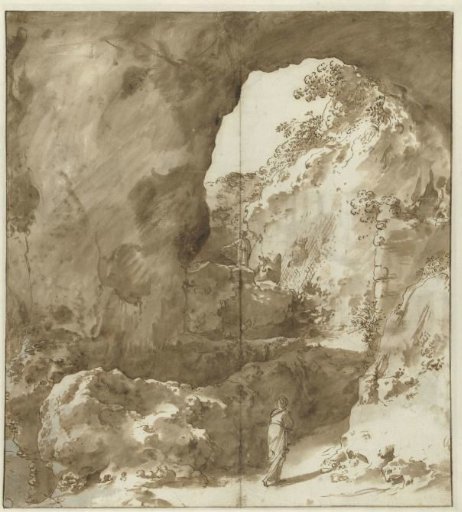 Interior of a ruin with figures