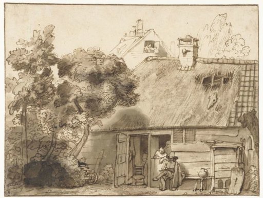 Wooden house and draughtsman