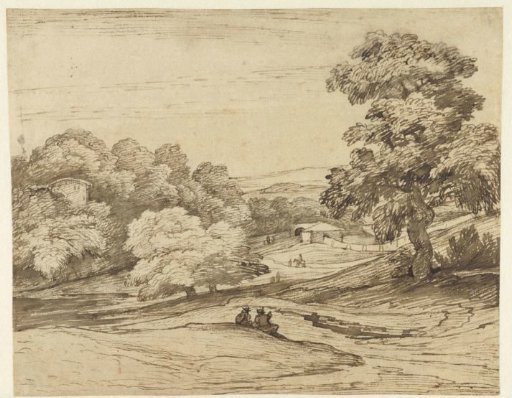 Landscape with a wall in the distance