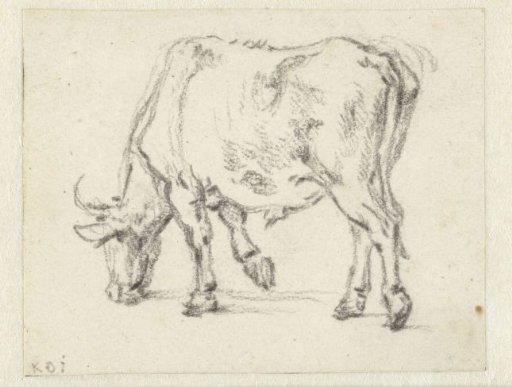Study of a Grazing Bull, Facing Left