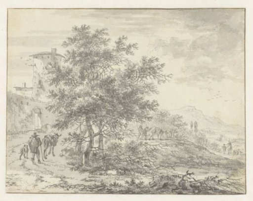 Italianate Landscape with a Round Tower on a City Wall