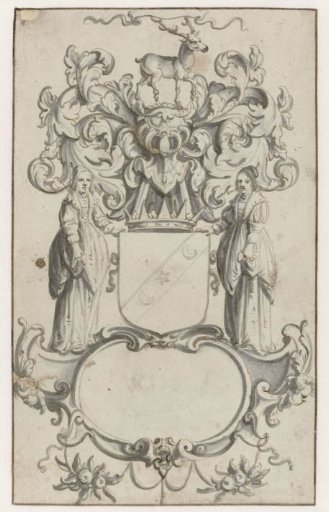 Cartouche with the coat of arms of the Earl of Buccleugh