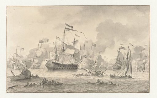 Sea Battle between a Dutch and an English Fleet