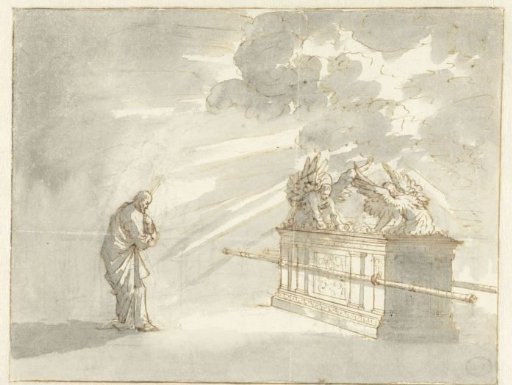 Moses standing by the Ark of the Covenant