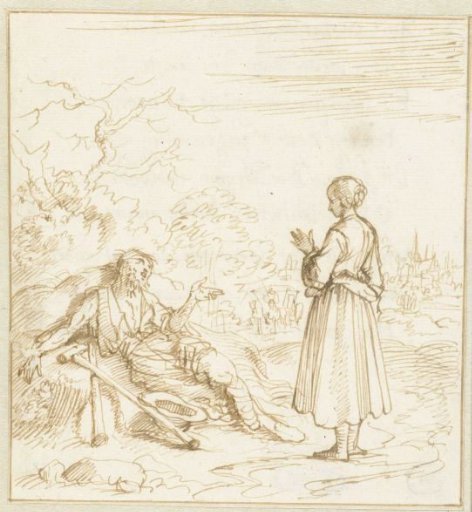 Beggar Man Talking to a Woman